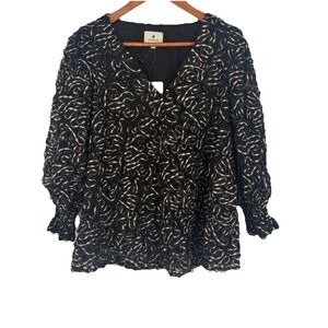 Tuckernuck Womens Nightly Organza Easton Top Small‎ Black Metallic Fairy Grunge